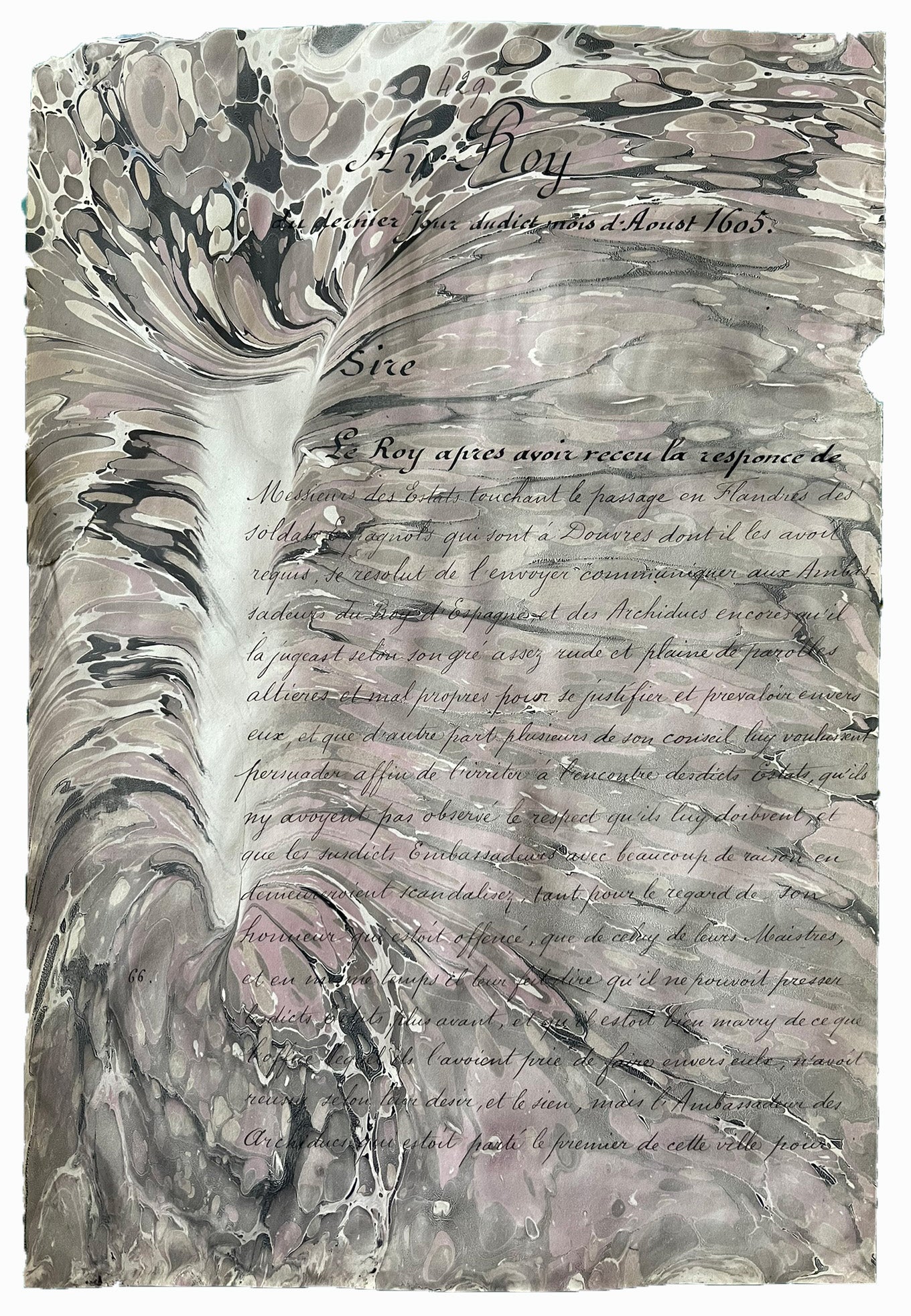 Antique French Document Ghost Image